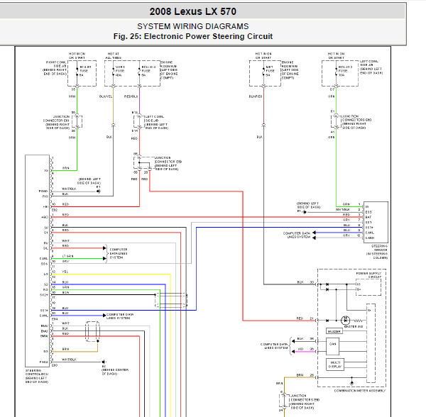 08年凌志LX570转向系统线路图