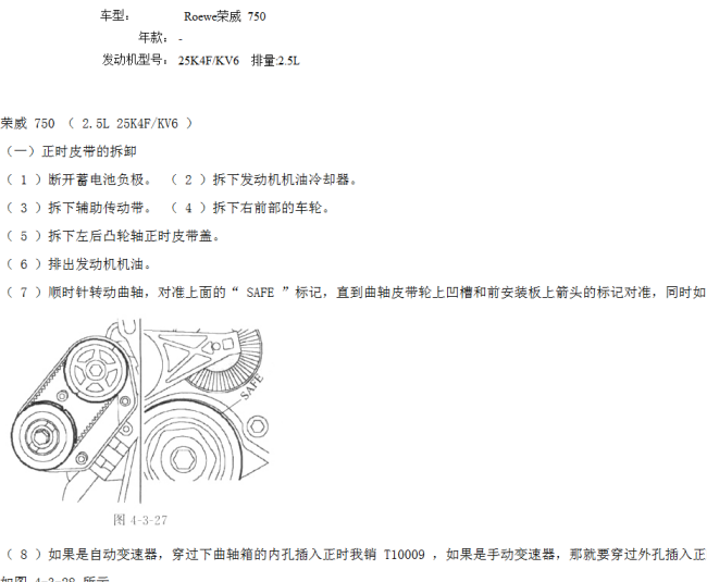 荣威750 25K4F发动机正时
