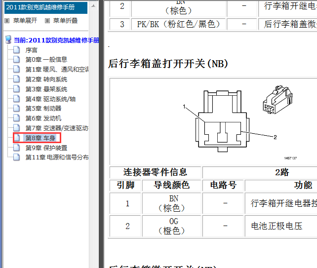 2012年比克凯越行李箱针脚资料