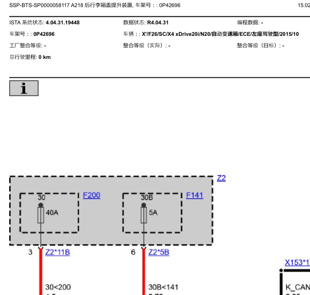16年宝马X4行李箱电路