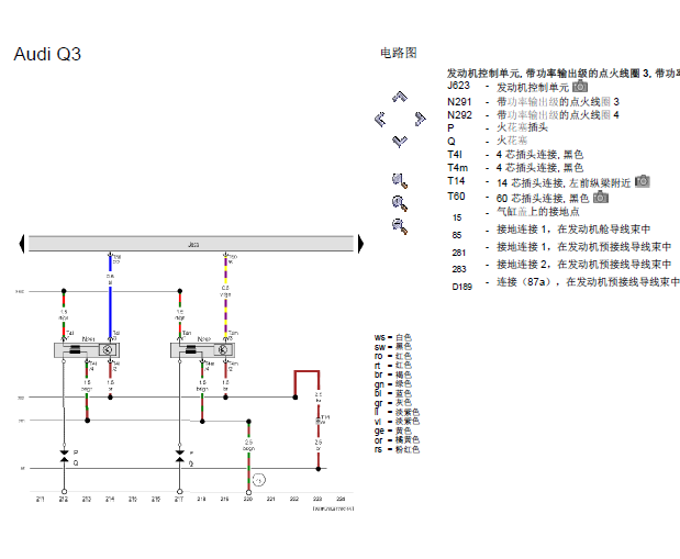 14年奥迪Q3发动机电路图