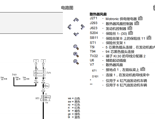 奥迪A4LCCU 发动机散热风扇电路图