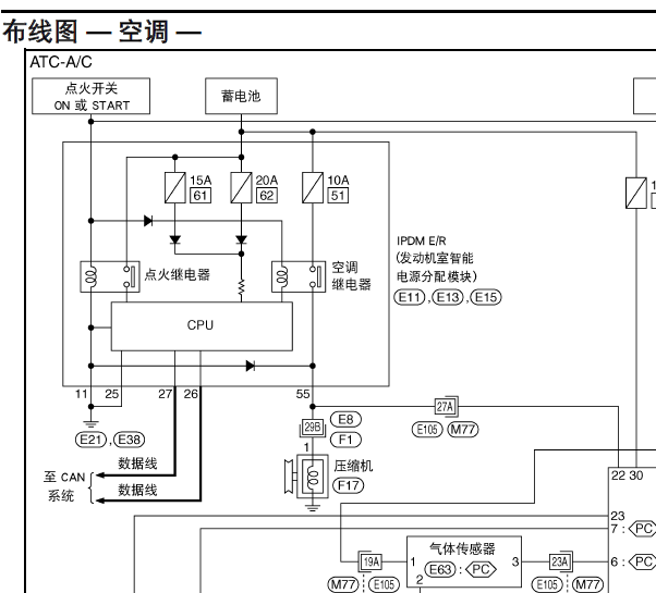 东风日产轩逸空调电路图