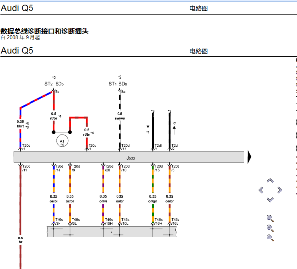 13年奥迪Q5数据通讯线路图