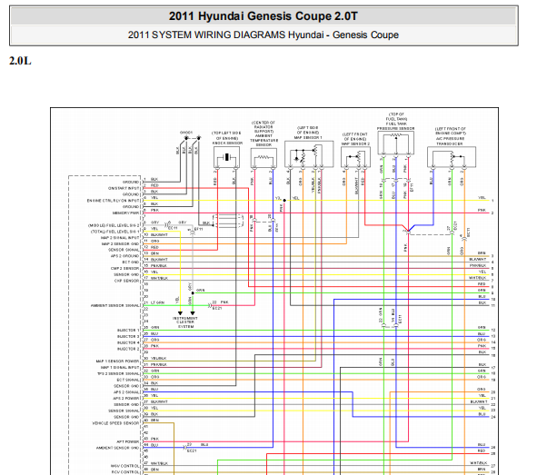 2011年现代酷派劳恩斯酷派发动机电路图