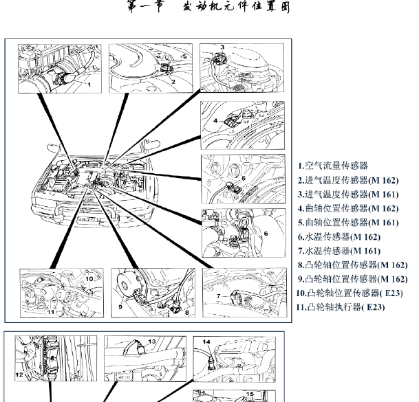 奔驰MB100发动机元件位置