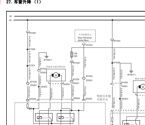 2010年MG3玻璃升降器电路图