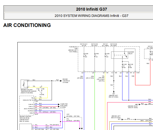 2010年英菲尼迪G37整车线路图