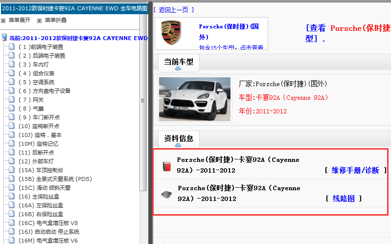 2011年保时捷卡宴大电路图