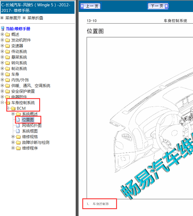 2012-2017年长城风骏5车身控制模块位置