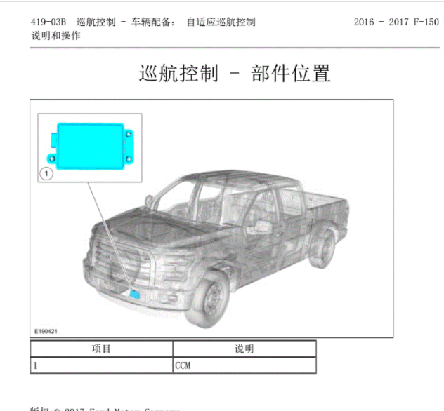 2016年福特猛禽自适应巡航控制模块位置