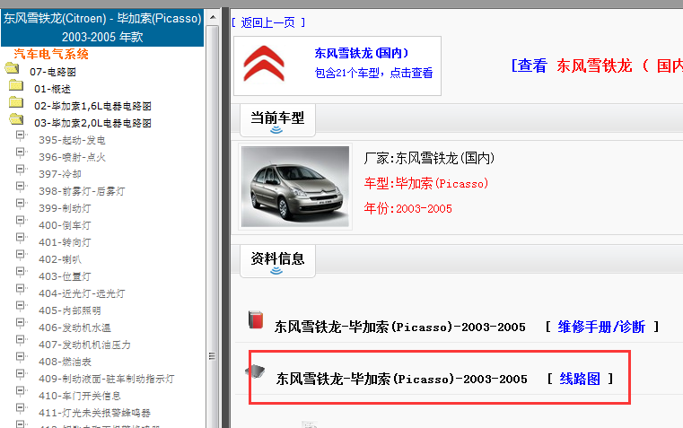 2003-2005年雪铁龙毕加索电路图