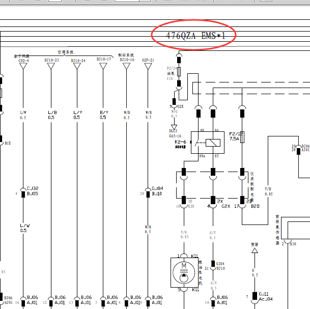比亚迪476ZQA发动机电路图