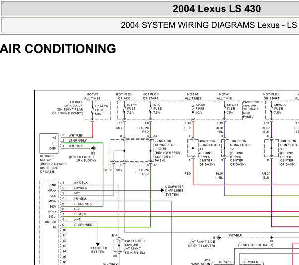 2004年雷克萨斯LS430空调电路图