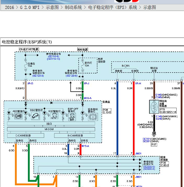 16年现代IX35 ESP线路图