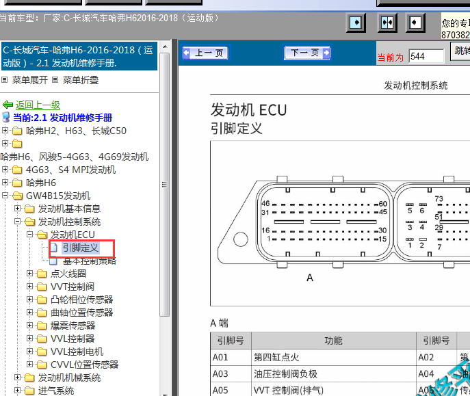 16年长城哈弗H6发动机针脚定义图