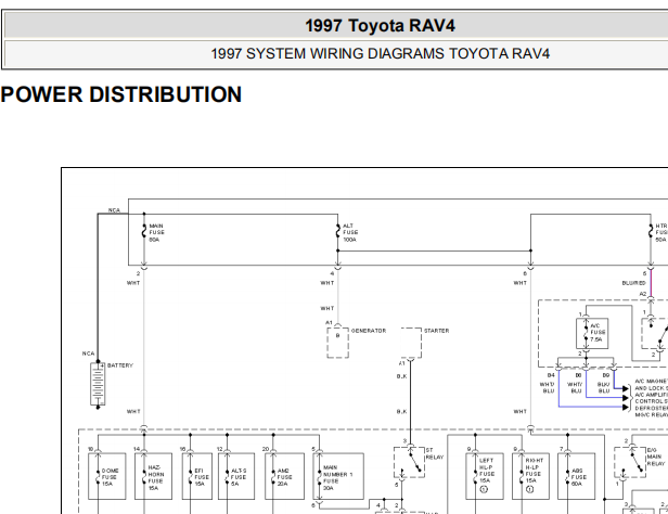 1997年丰田RAV4保险丝电路图