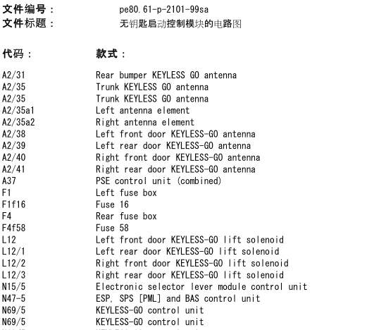 2004年奔驰S350L钥匙遥控电路图