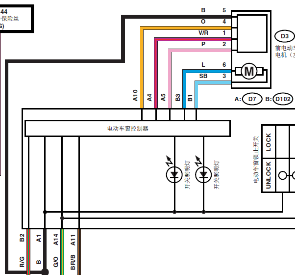 15年斯巴鲁傲虎车窗升降线路图