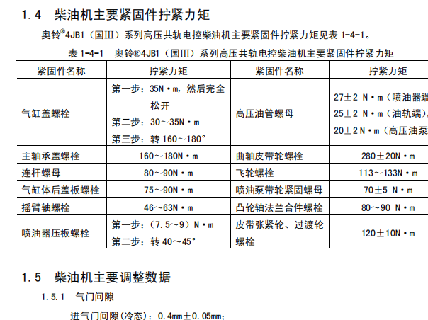 4JB1发动机维修手册