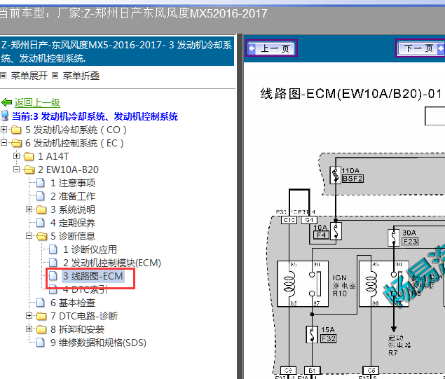 16年东风风度MX5发动机线路图