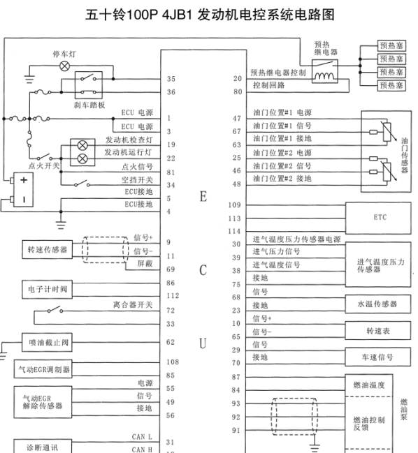 五十铃皮卡预热电路图