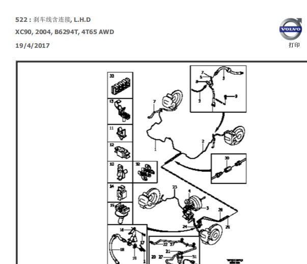 2004年沃尔沃XC90 BAS位置资料