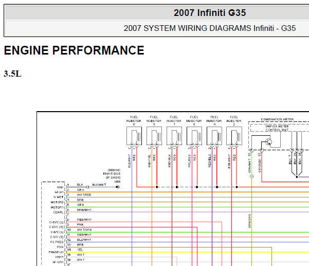 2007年英菲尼迪G35发动机电路图