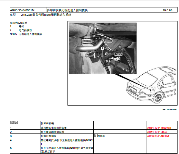 奔驰S320遥控资料