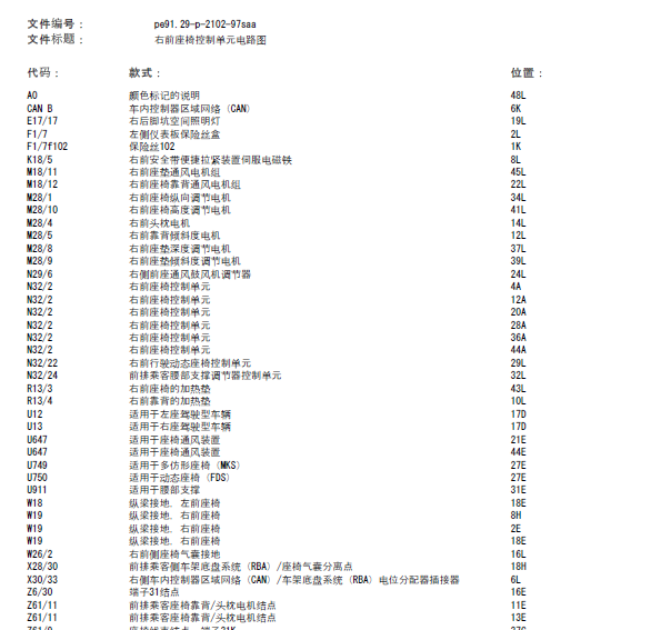 06年奔驰S600座椅线路图