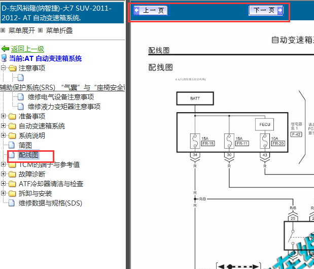 2011-2012年纳智捷大7 变速箱电路图