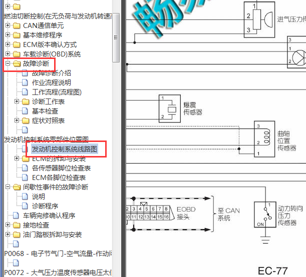 2011-2012年纳智捷大7 曲轴位置传感器电路图