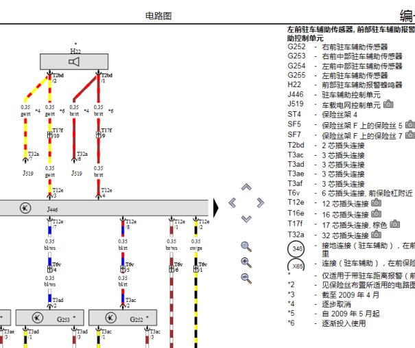 2012年奥迪Q5驻车辅助电路图