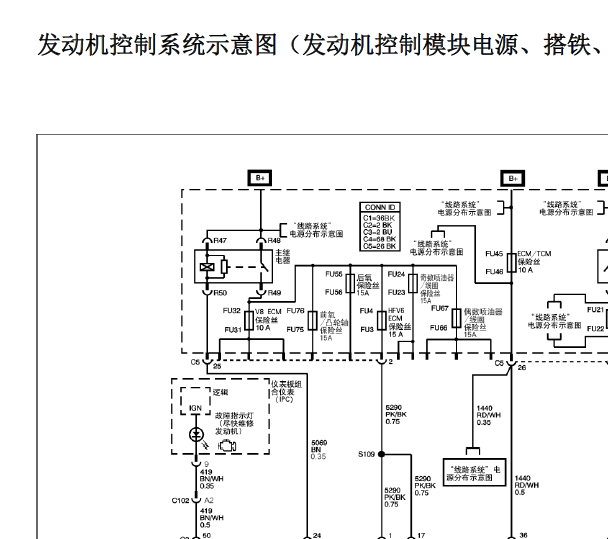 2007年凯迪拉克赛威发动机电路图