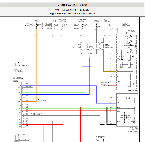 08年凌志LS460电子手刹线路图