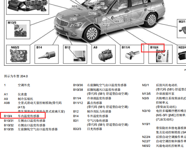 13年奔驰C260车内温度传感器位置