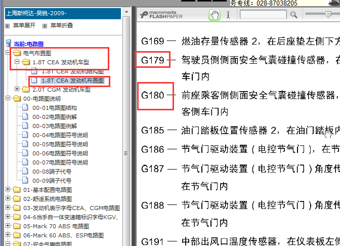 2009年斯柯达昊锐碰撞传感器位置