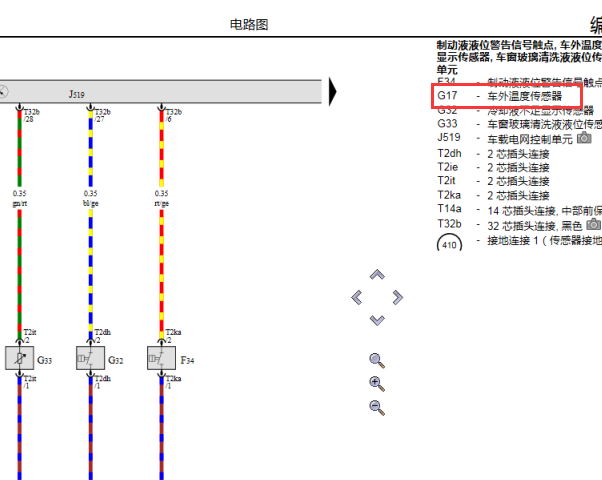 2015年奥迪A8 车外温度传感器电路图