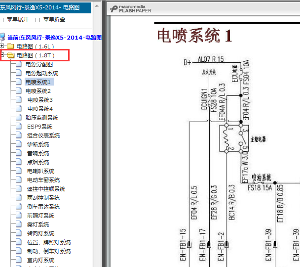 2015年东风风行景逸发动机电路图