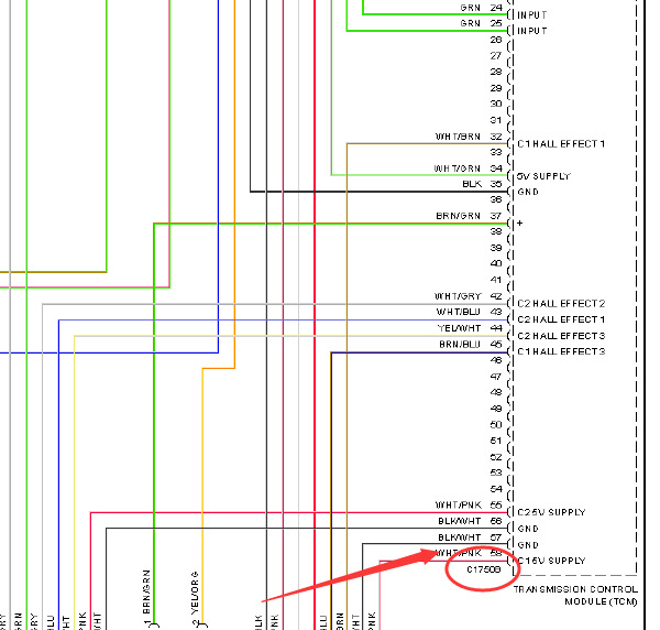 13年福特福克斯变速箱线路图
