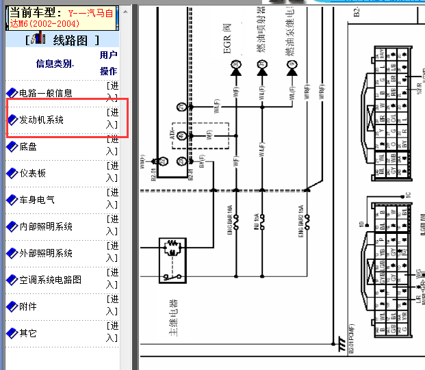2002-2004年马自达6 发动机电路图