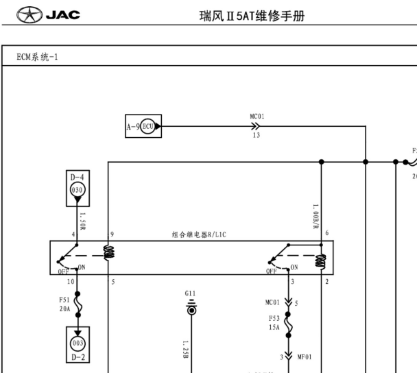 2015-2018年江淮瑞风M5发动机电路图
