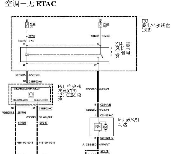 2007年福特麦克斯空调电路图