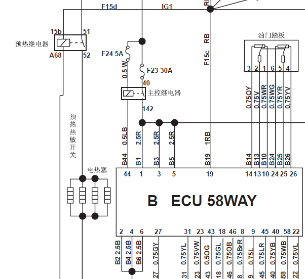江铃顺达预热线路图