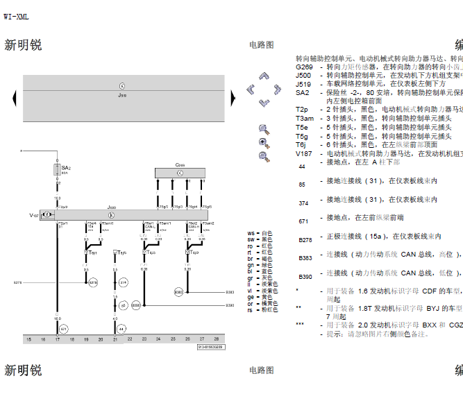 斯柯达明锐转向系统线路图