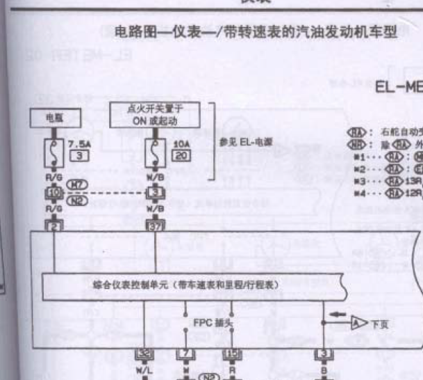 东风日产锐骐帕克仪表电路图