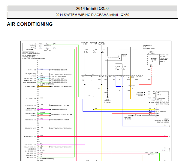 2014年英菲尼迪QX50空调线路图