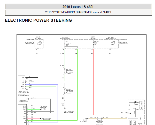 2010年雷克萨斯LS460L 转向电路图
