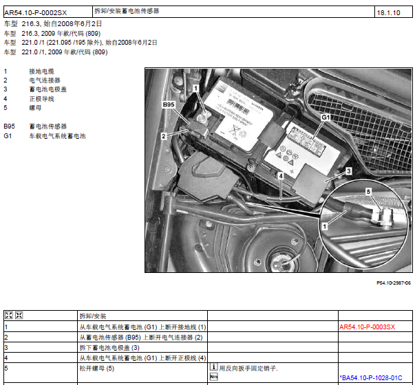 12年奔驰S350L蓄电池拆装资料