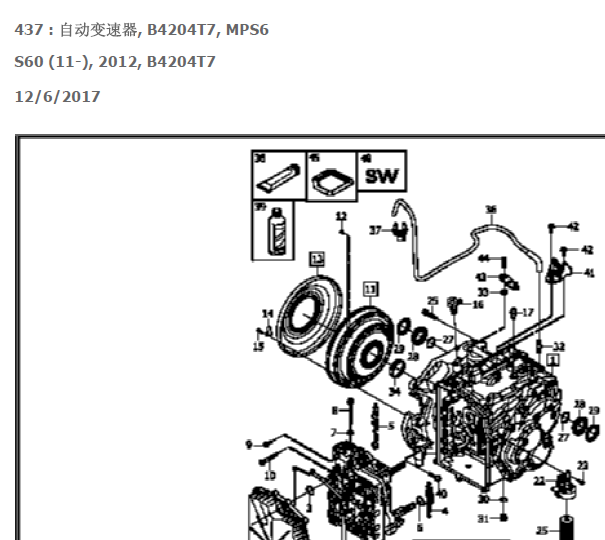 2012年沃尔沃S60变速箱拆装